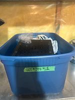 Overall view of blue tote bin