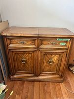 Front view showing entire sideboard, drawers, doors, hardware