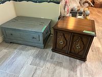Table and trunk side by side