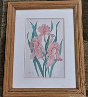 Full view of framed watercolor botanical painting