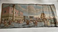 Full view of jacquard tapestry showing complete Venetian scene