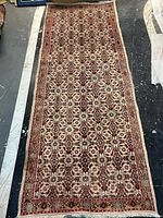 Full view of Persian runner rug showing overall pattern and size