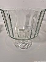 Full view of clear pressed glass pedestal trifle bowl