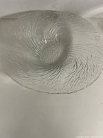 Top view of clear textured art glass bowl