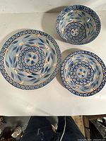 Dinner plate, bowl and salad plate arranged to show pattern