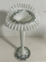 Full view of milk glass trumpet vase