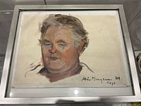 Frontal view of entire painting in temporary metal frame