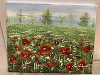 Front view of signed impasto oil painting on canvas