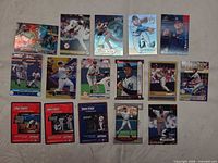 All 16 Derek Jeter cards laid out front side visible
