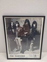 Full view of framed signed Ramones photo