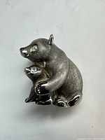 front view of sterling mother and baby bear brooch
