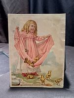 Full view of Victorian Easter greeting chromolithograph advertising print