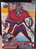 Front of 2018-19 Upper Deck Tim Hortons Top Line Talents #TLT-4 Carey Price card