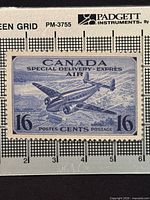 Front of Canada 17¢ Air Mail Special Delivery stamp showing airplane design