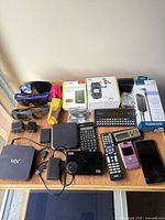 Overall view of all electronics on table
