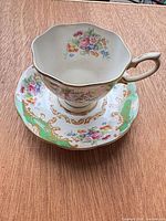 Teacup on saucer showing pattern