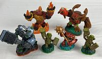 Group shot of the six Skylanders figures showing scale between Giants and core characters