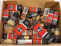 Box with assorted RCA and GE boxed and loose vacuum tubes