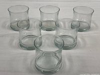 Group shot of all six clear glass tumblers