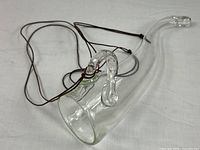Full view glass drinking horn with leather cord