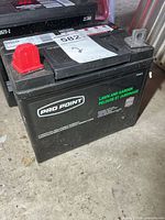 Front view of Pro-Point lawn and garden battery showing branding and overall condition