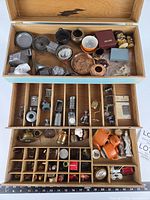 Overview of three-tier chest with all miniatures visible