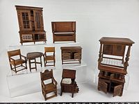 Group shot showing all ten miniature furniture pieces