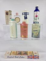 Group shot of all vintage cosmetic and apothecary items