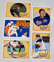 All five Nolan Ryan Baseball Heroes cards laid out