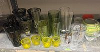 Group shot of entire glassware lot on shelf