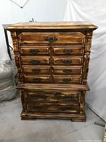 Front view showing full dresser and drawer layout