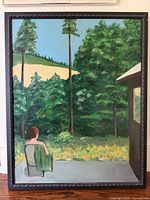 Full view of framed acrylic painting