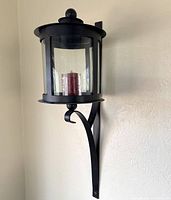 Full view of mounted lantern showing overall design and finish