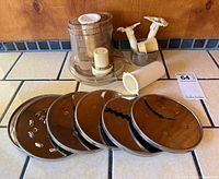 Group view of five discs, S-blade, paddles, pusher, hub