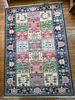 Full view of Karastan Chahar Maha rug showing entire design and fringe