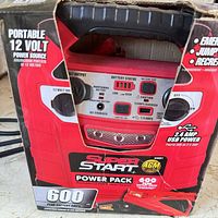 Super Start portable power pack retail box showing specifications