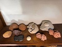 All stones arranged on shelf showing quantity, sizes and variety