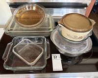 Group shot of all dishes and lids on stovetop