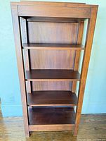 Front view of entire bookcase showing shelves and finish