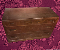 Angled view showing entire dresser front and top