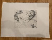 Full view of print on floor showing image and margins