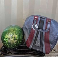 Bowling ball front view with bag