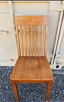 front view of wooden slat-back chair