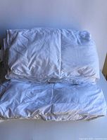 Comforter folded showing white shell