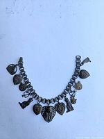 Full view of bracelet showing links and all charms