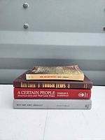 Stack of four Jewish religion books showing spines and thickness