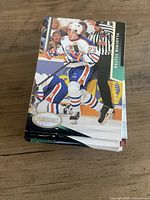 Stack of Parkhurst hockey cards showing player Vladimir Vujtek card on top