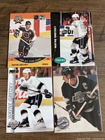 All four Wayne Gretzky hockey cards laid out