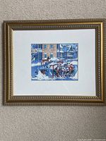 front view of framed Canada vs USA hockey print in gold frame