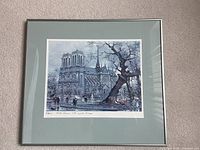 Front view of framed Paris print in mat and metal frame
